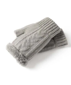 Fingerless Plush Gloves -UGG Bay 0002 Fingerless Glove Light Grey 1