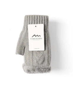Fingerless Plush Gloves -UGG Bay 0003 Fingerless Glove Light Grey 4