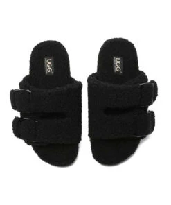 Women's UGG Jenny Fluffy Sandal -UGG Bay 0007 UggJennySlipperBlack3