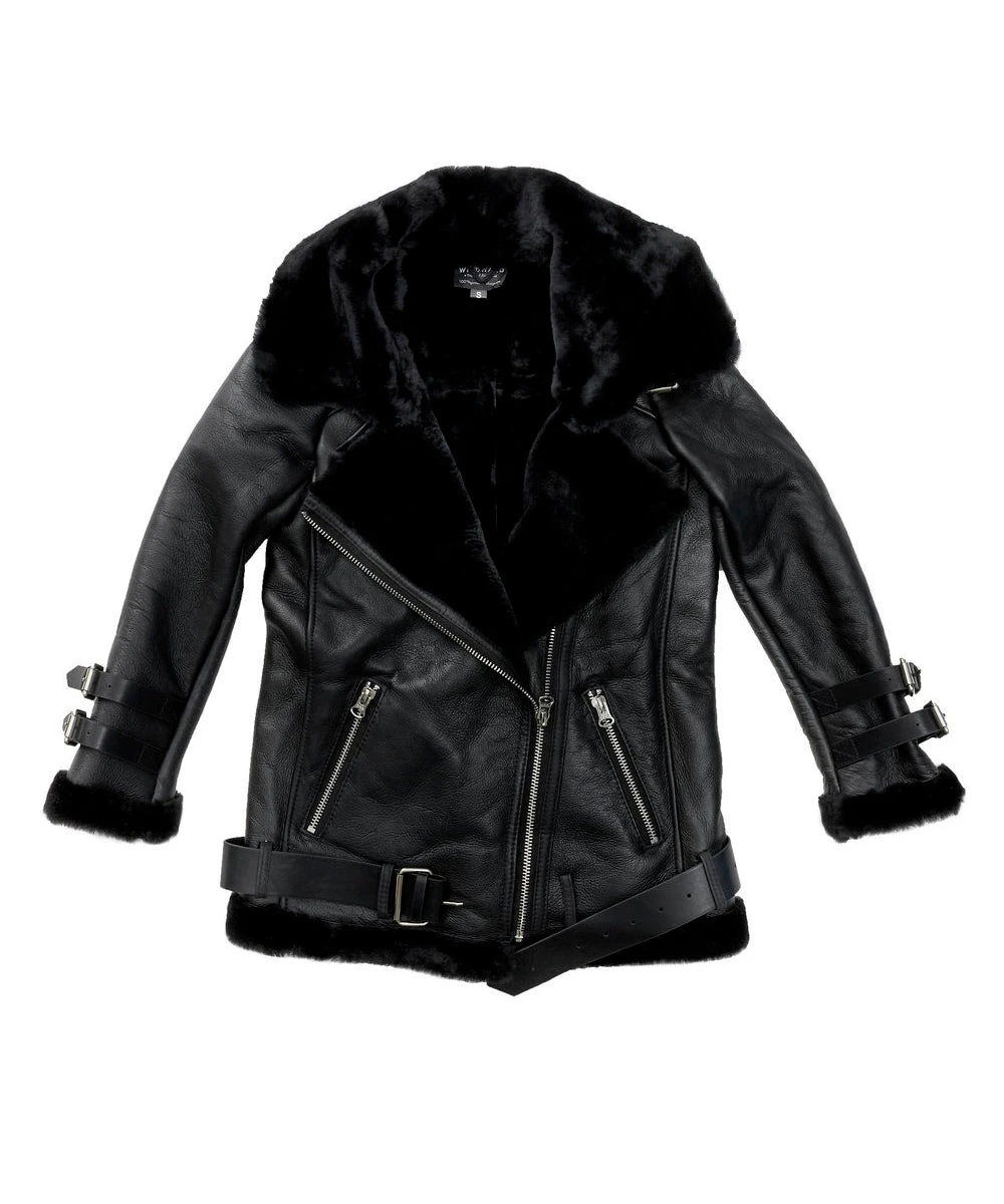 Women's Nappa Biker Sheepskin Jacket 1 Women's Nappa Biker Sheepskin Jacket