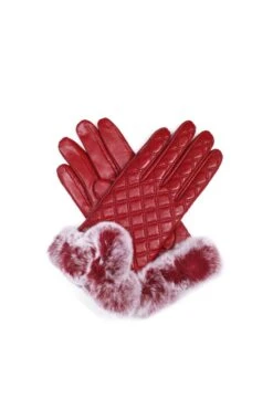 UGG Rabbit Fur Gloves -UGG Bay CS043 RED scaled 1