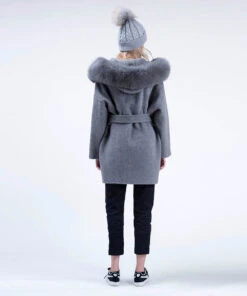 Cashmire Wool Fox Fur Coat -UGG Bay CashmirewoolfoxfurcoatGREY 4