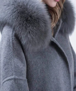 Cashmire Wool Fox Fur Coat -UGG Bay CashmirewoolfoxfurcoatGREY 5