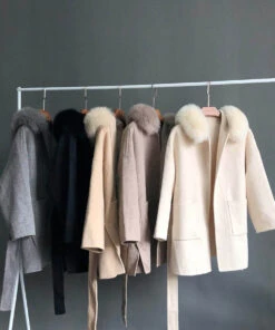 Cashmire Wool Fox Fur Coat -UGG Bay CashmirewoolfoxfurcoatWHITE