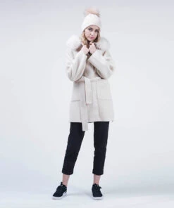 Cashmire Wool Fox Fur Coat -UGG Bay GUGSCWF5 1