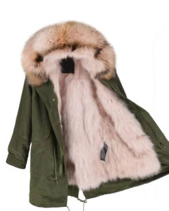 Parka Jacket Green Pink -UGG Bay GreenPinkFurParkaJacket1 1