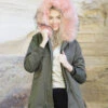 Parka Jacket Green Pink