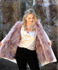 Raccoon Fur Jacket -UGG Bay RaccoonFurJacketWHITEPINK 4