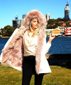 Raccoon Fur Jacket -UGG Bay RaccoonFurJacketWHITEPINK 6