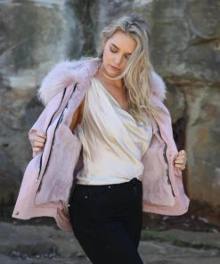 Rex Raccoon Parka Jacket -UGG Bay RexRaccoonWomenFurParkaJacketPINK 1