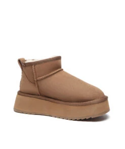 Women's UGG Platform Ultra Low Boot -UGG Bay UltraLowPlatformUGGBootChestnut12