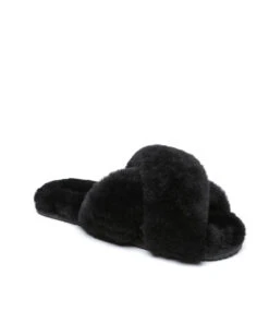 Women's UGG Premium Cross Over Slipper 34 Women's UGG Premium Cross Over Slipper -UGG Bay black color cross over premium women slippers australia ugg outlet store